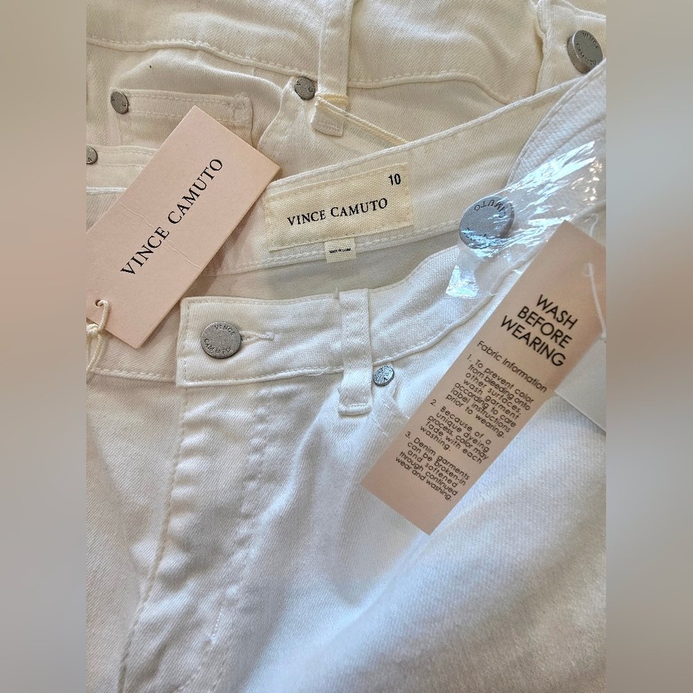 Vince Camuto White Cotton Blend Skinny Cropped Ankle Jeans Women's 10, 14 & 14W - Picture 2 of 8